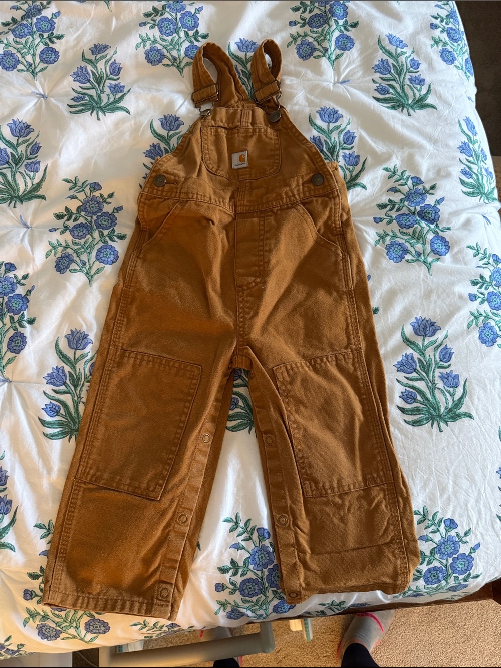 Carhartt Kids Tan/Brown Overalls with Front Bib Pocket